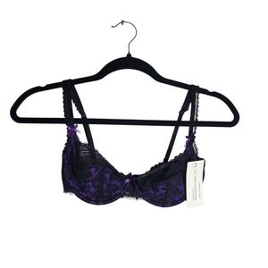 Elle Macpherson Intimates Cup Cake Contour Bra 32C Purple Black Lace E72-738